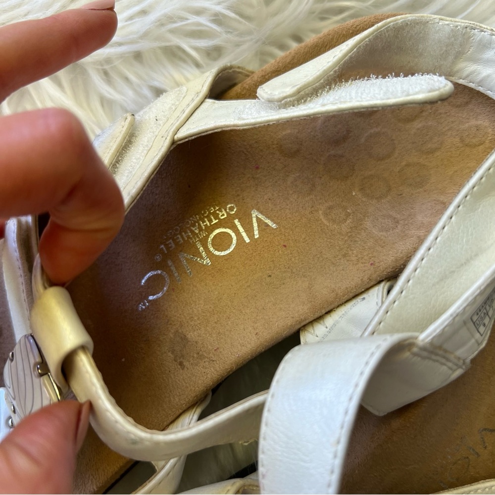 Vionic White Leather Stone Open Toe Sandals - image 3